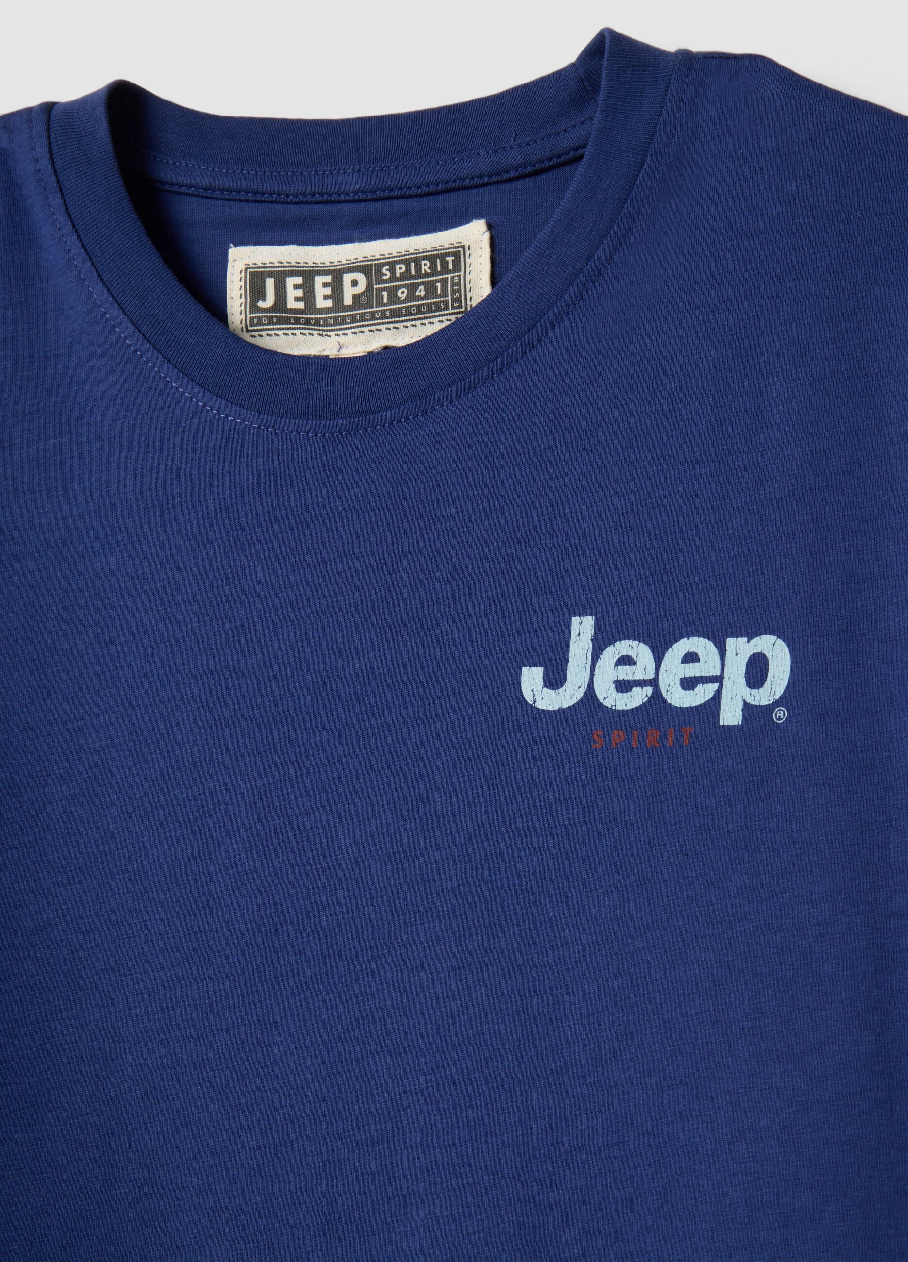 Blue pure cotton regular fit T-shirt with Jeep print