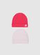 Pack of two stretch cotton hats in pink regular fit for newborns_0