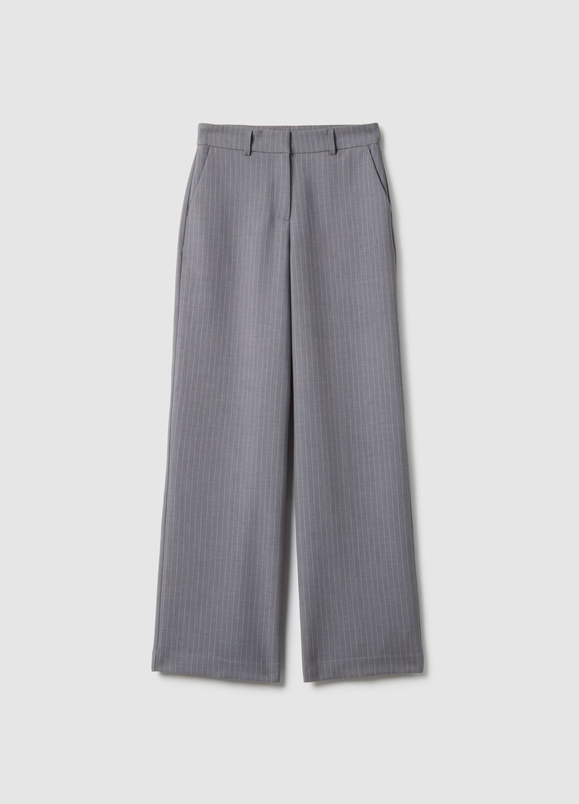 Straight multicolour striped trousers with comfortable fit