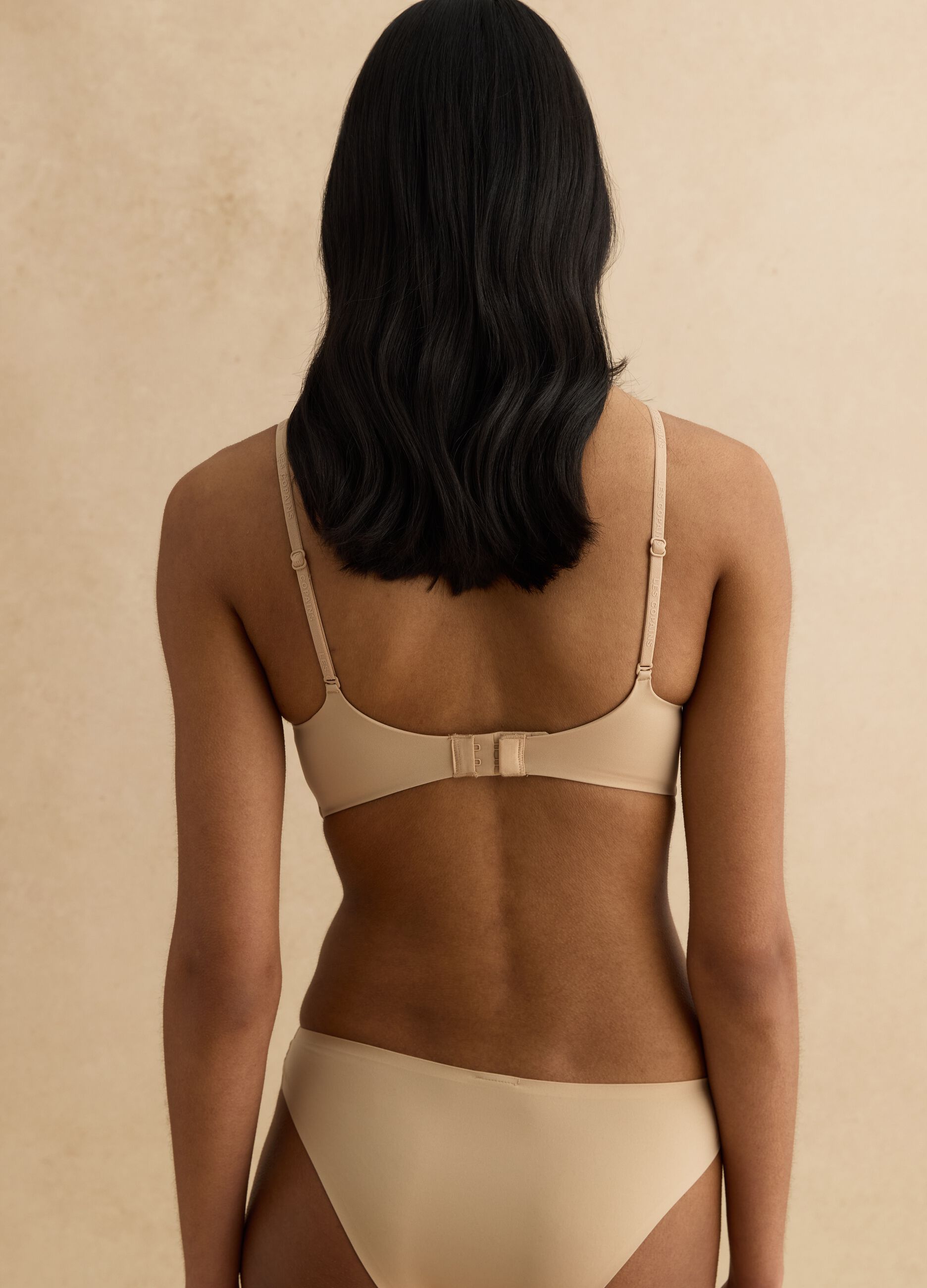 Beige bralette bra with removable padding