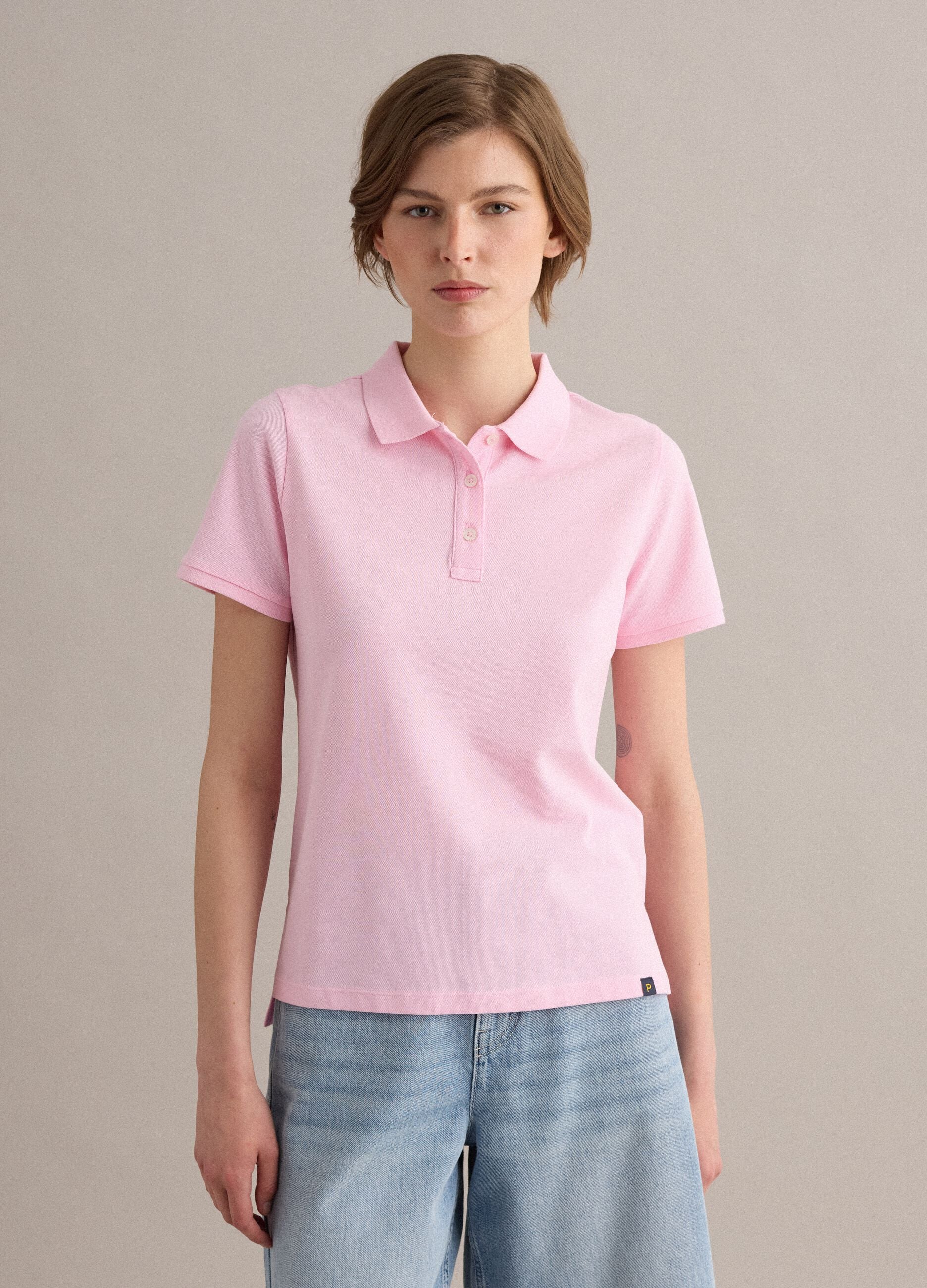 Pink organic cotton polo shirt, regular fit