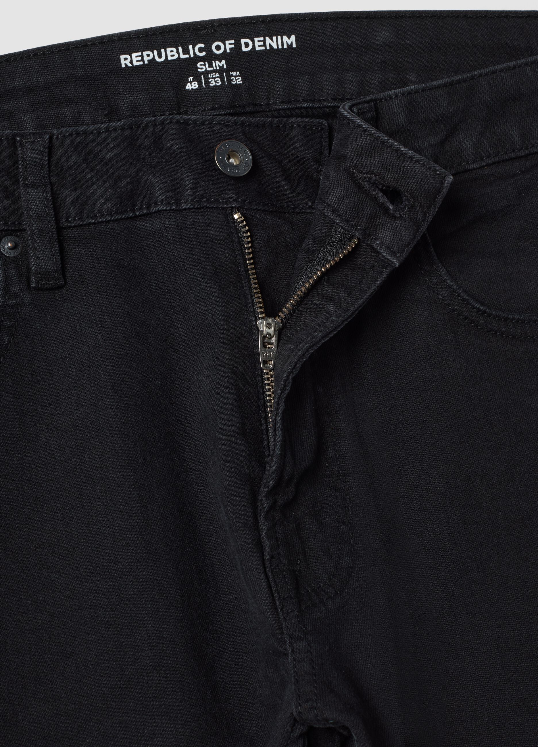 Black slim-fit stretch cotton denim jeans