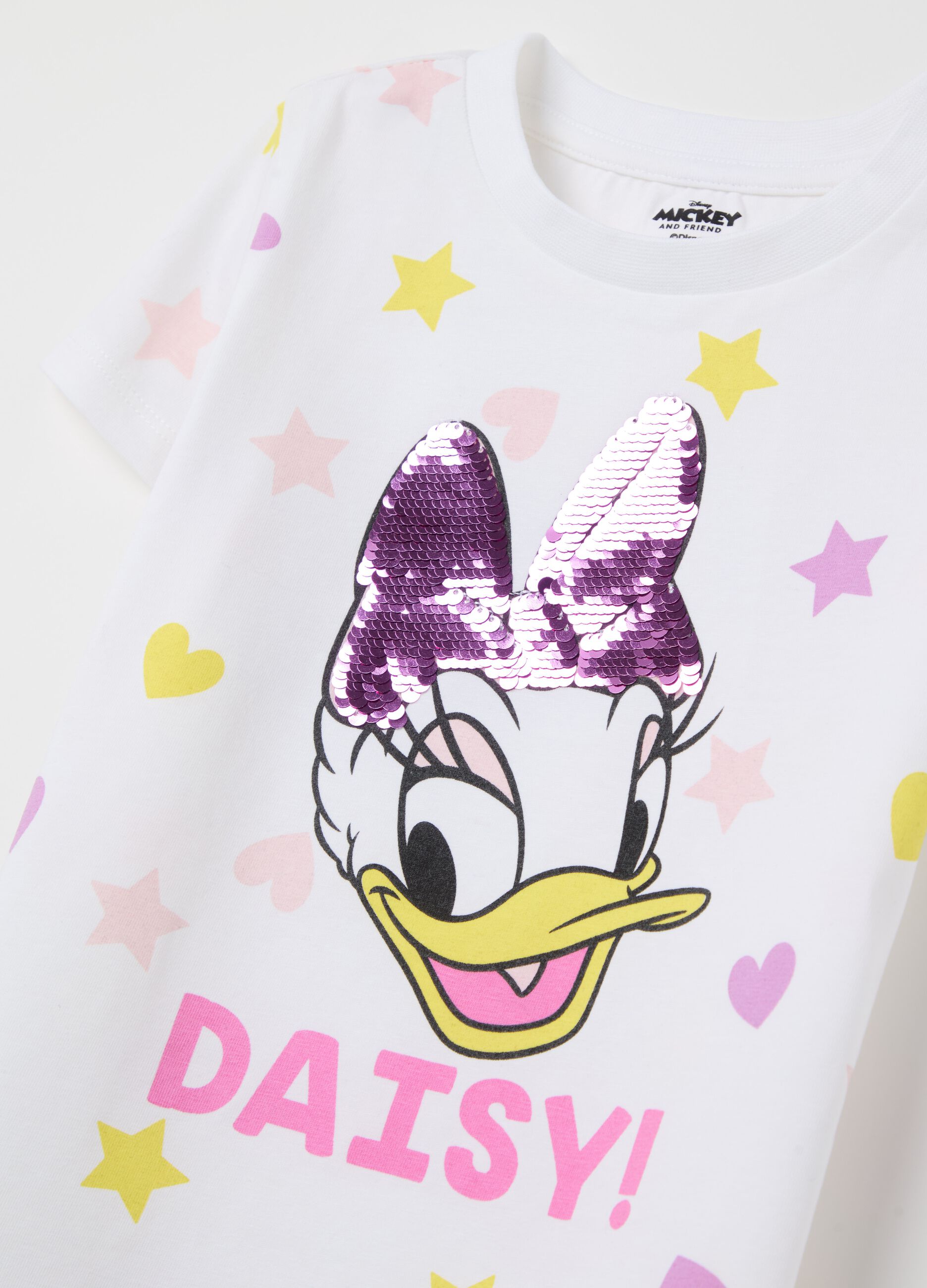 T-shirt with sequins and Daisy Duck print