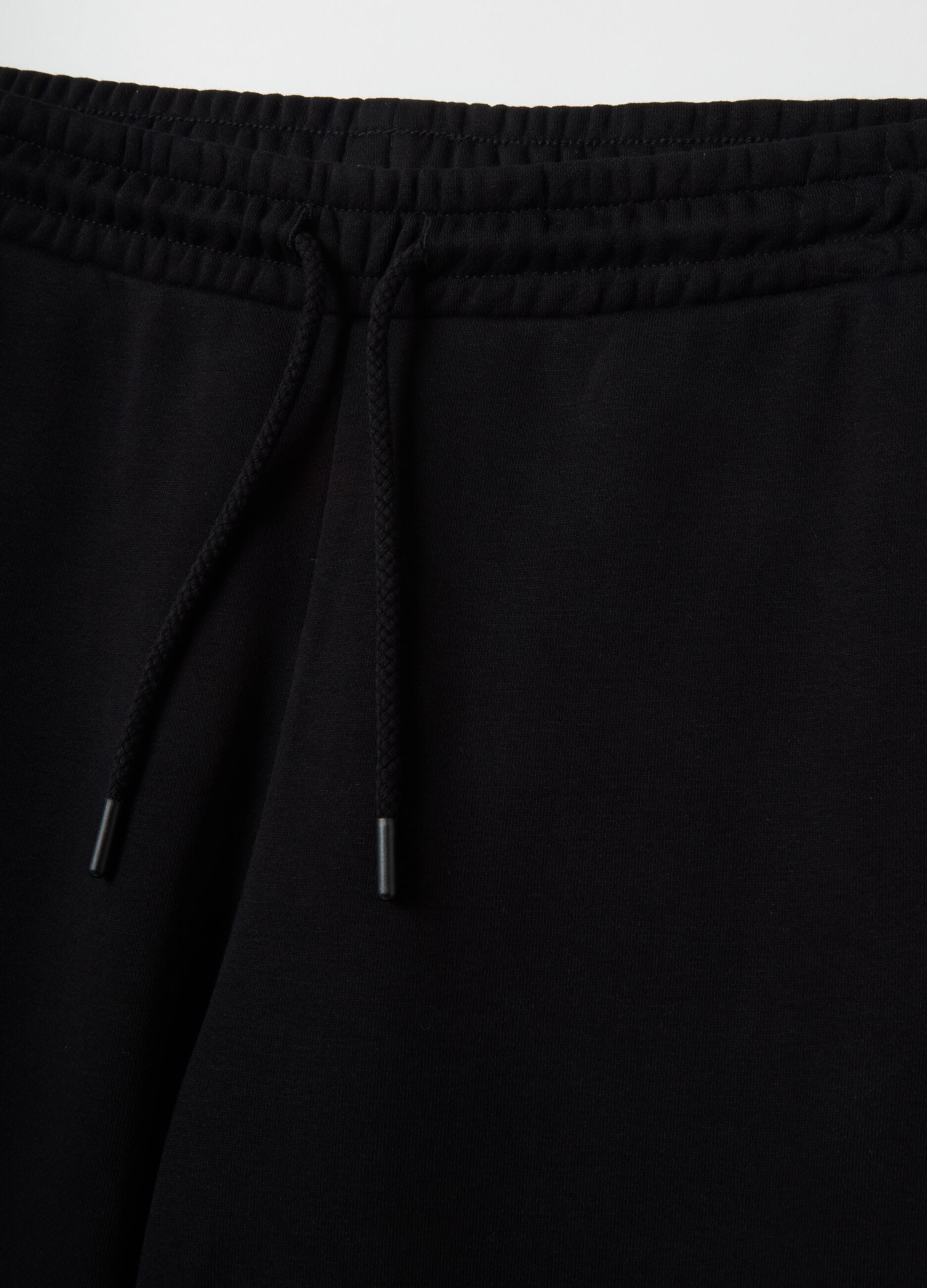 Black cotton blend regular fit trousers