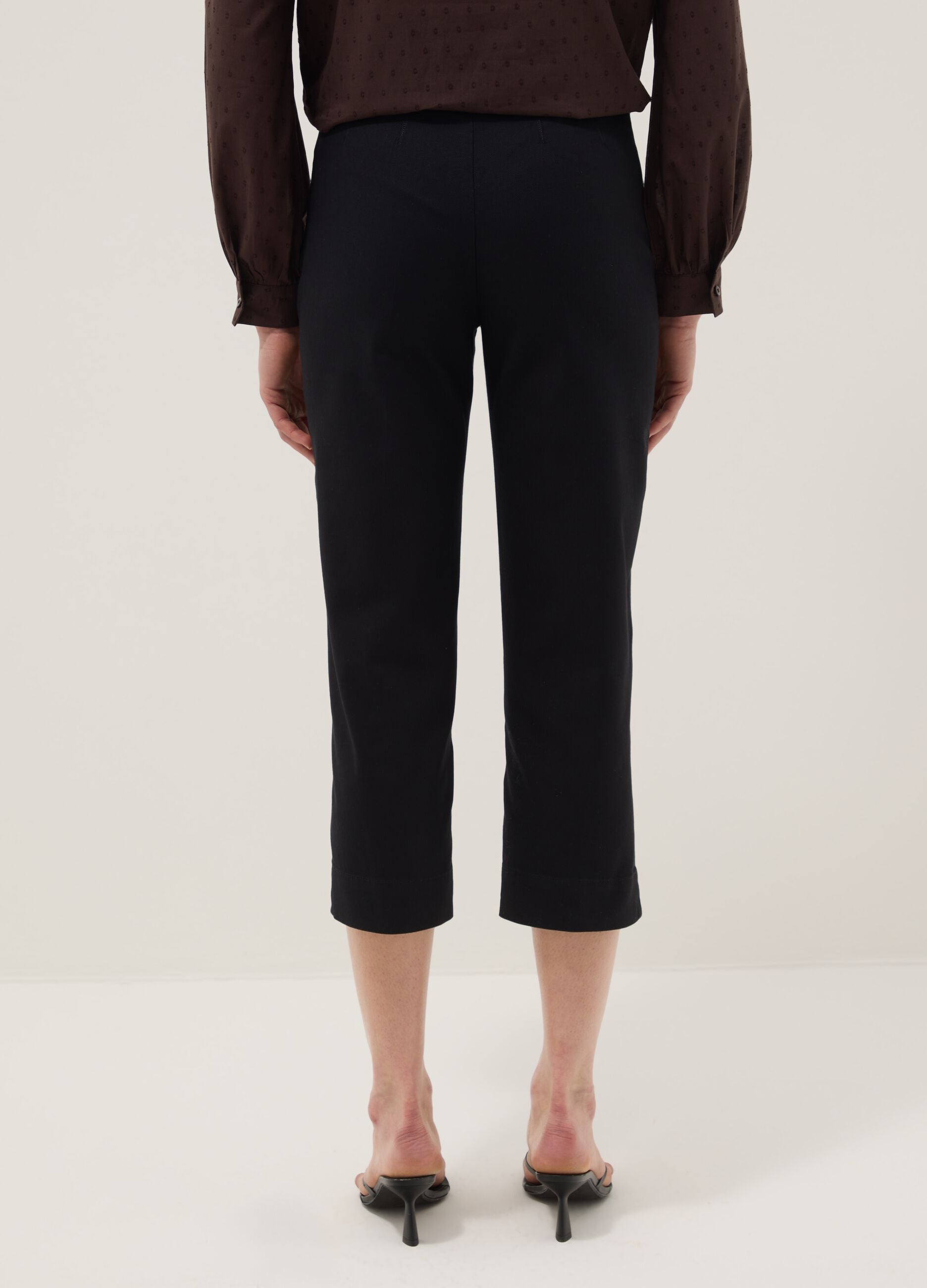 Black Slim Fit Stretch Cotton Ankle Trousers