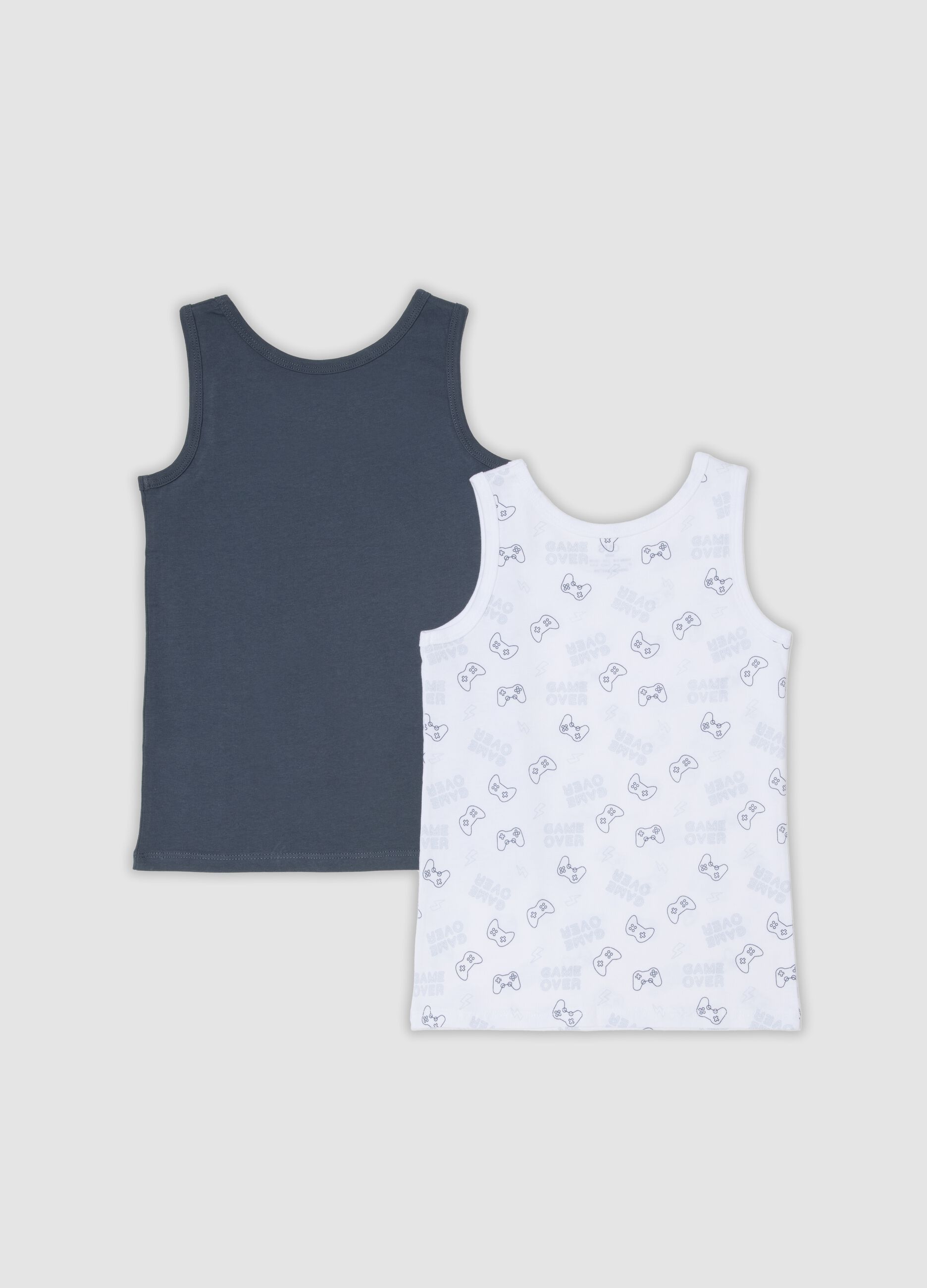 2-pack boys&rsquo; multicolour organic cotton vests with print