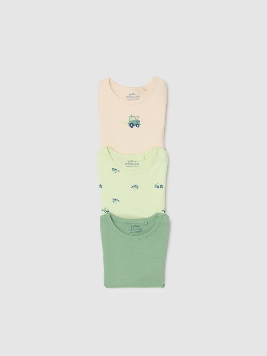 Tripack body a maniche corte multicolor da neonato in puro cotone_3