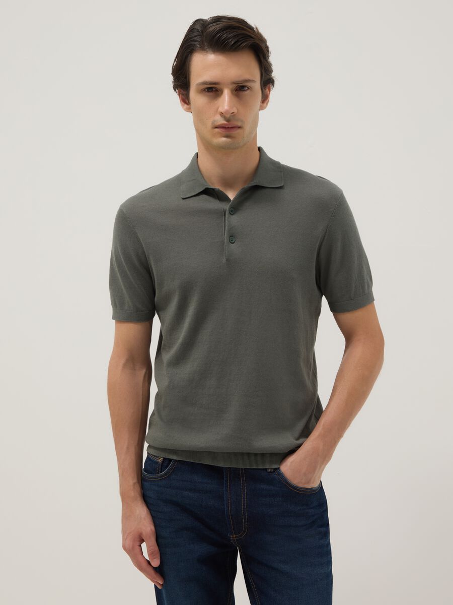Grey pure cotton polo shirt regular fit_0
