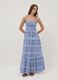 Blue maxi dress in pure cotton with tie straps_0