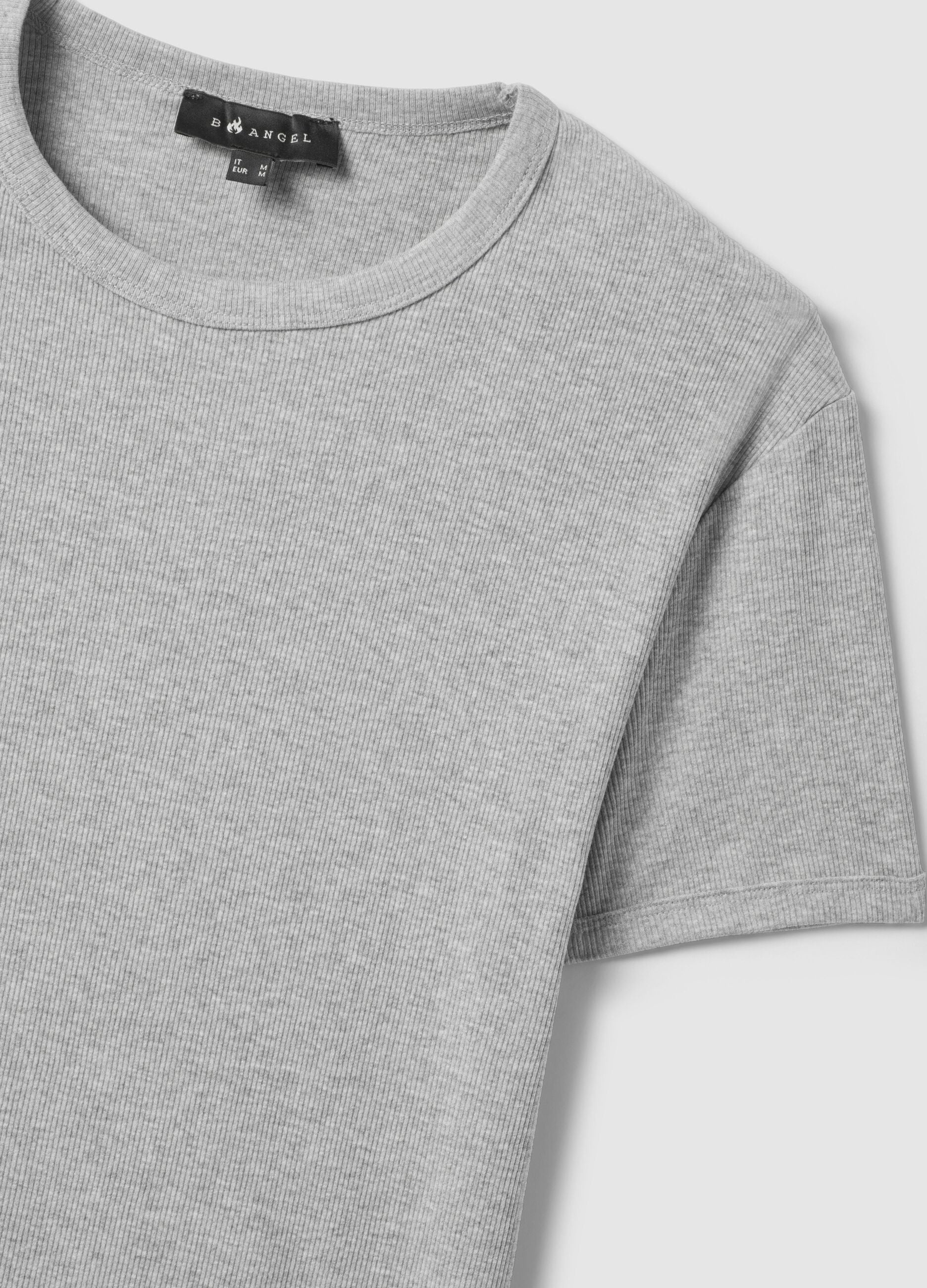 Grey slim fit stretch cotton T-shirt