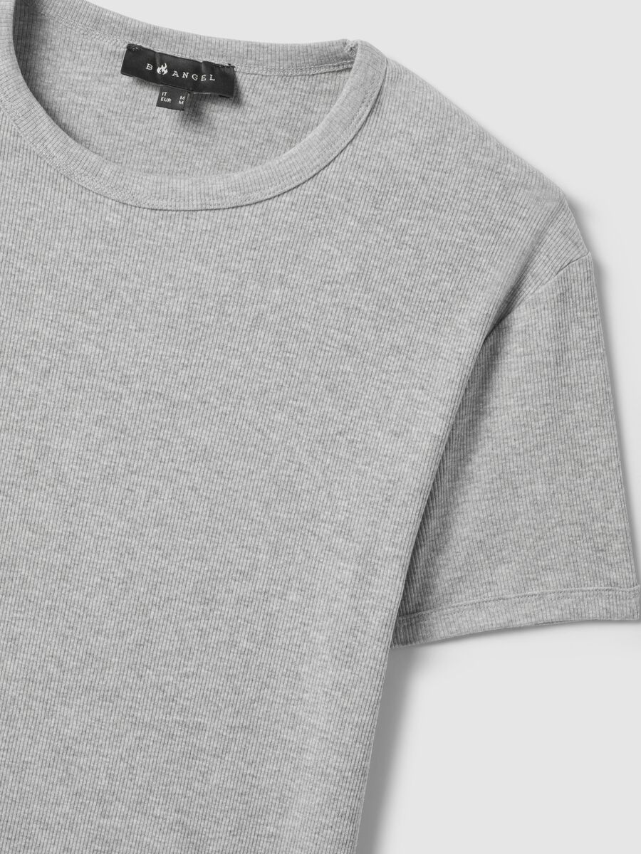 Grey slim fit stretch cotton T-shirt_5