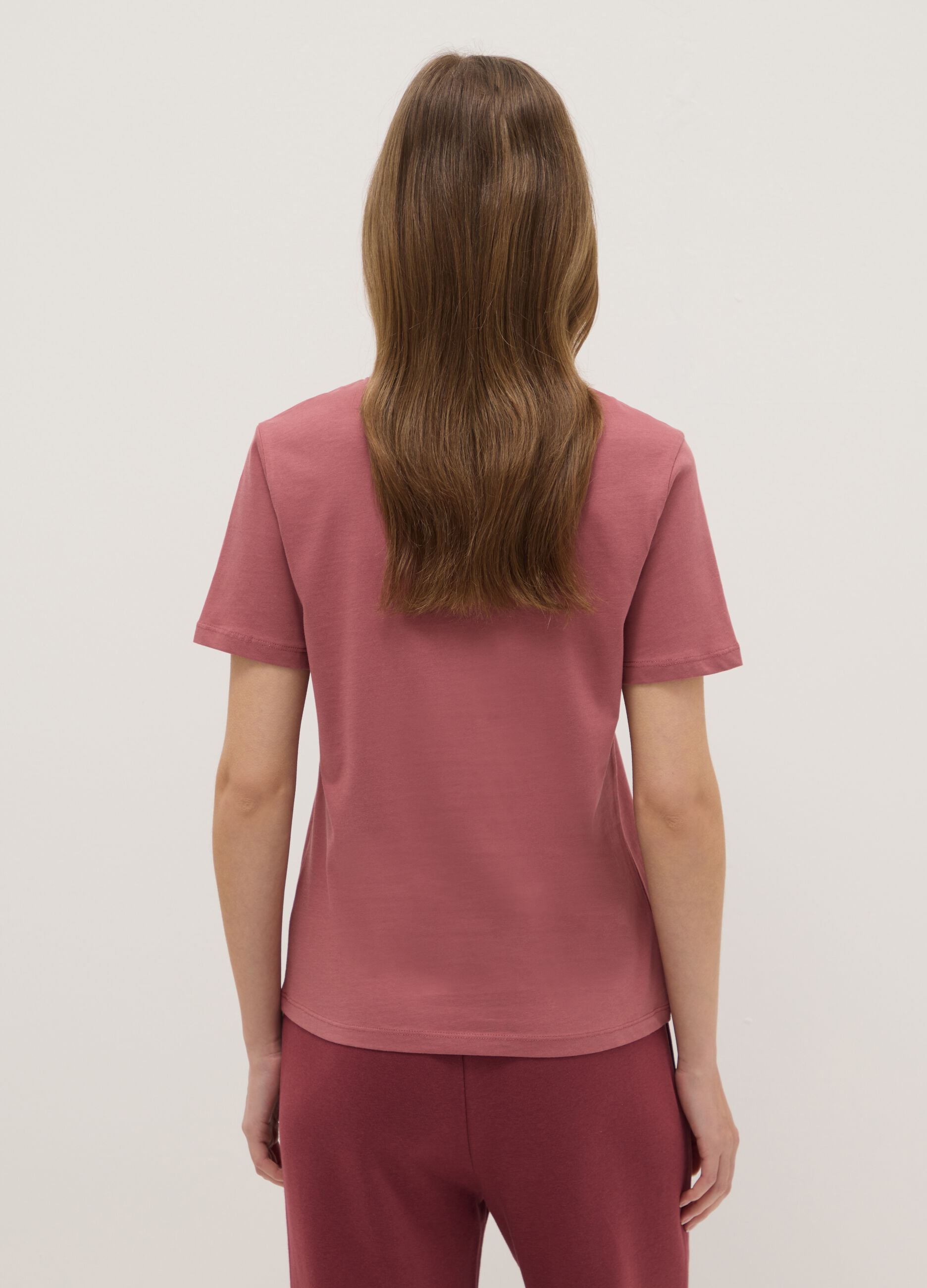 Pink pure cotton regular fit T-shirt