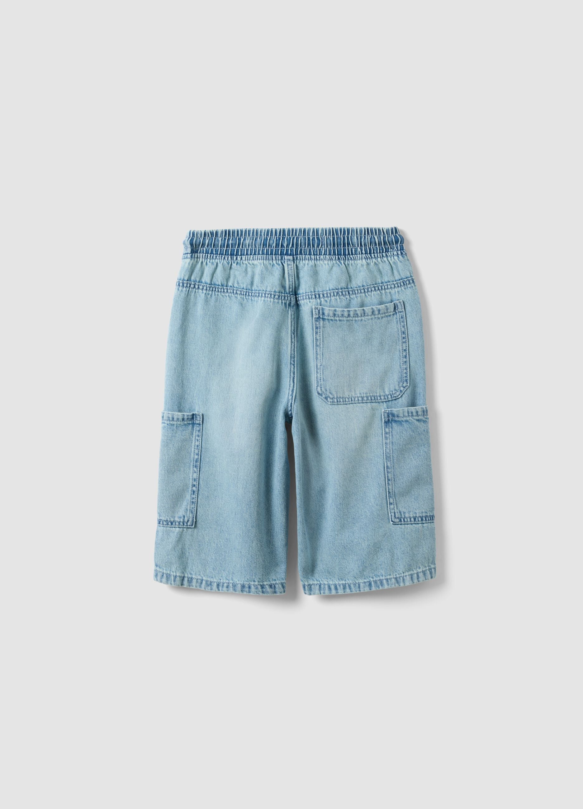 Boys' light blue baggy denim shorts in cotton blend, regular fit