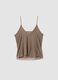Beige fitted tank top with thin straps in stretch fabric_1