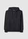 Black regular fit cotton-blend hoodie with zip_4