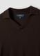 Brown viscose-blend V-neck polo with collar, regular fit_1