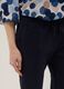 Blue stretch cotton paper bag trousers, regular fit_3