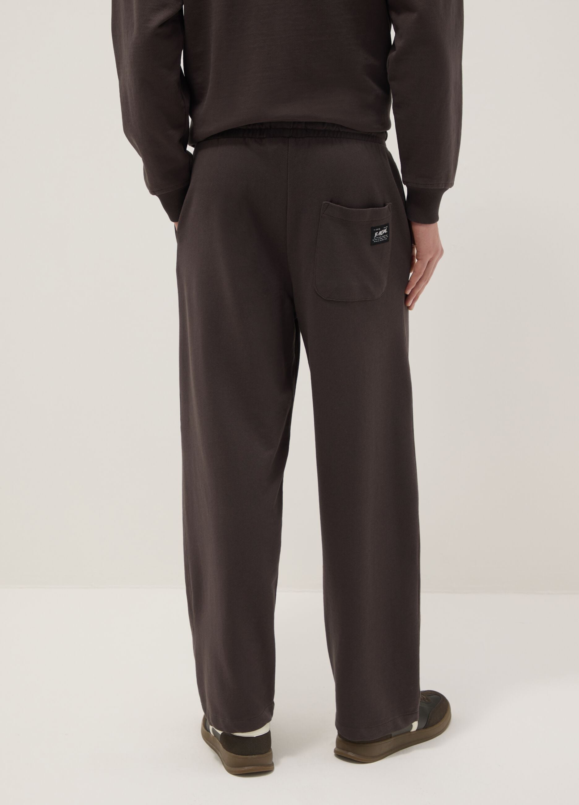 Regular Fit Brown Cotton Blend Trousers