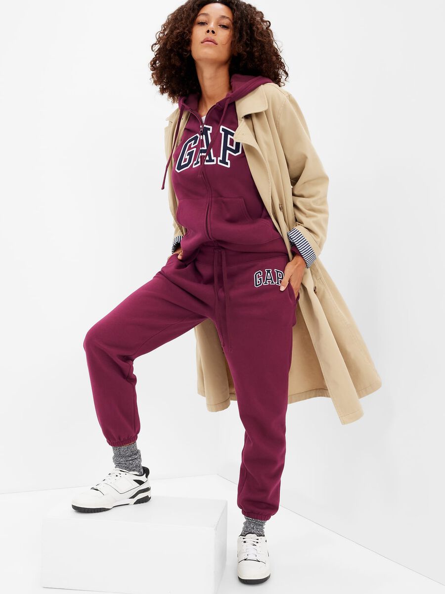 Fleece joggers with logo embroidery_0
