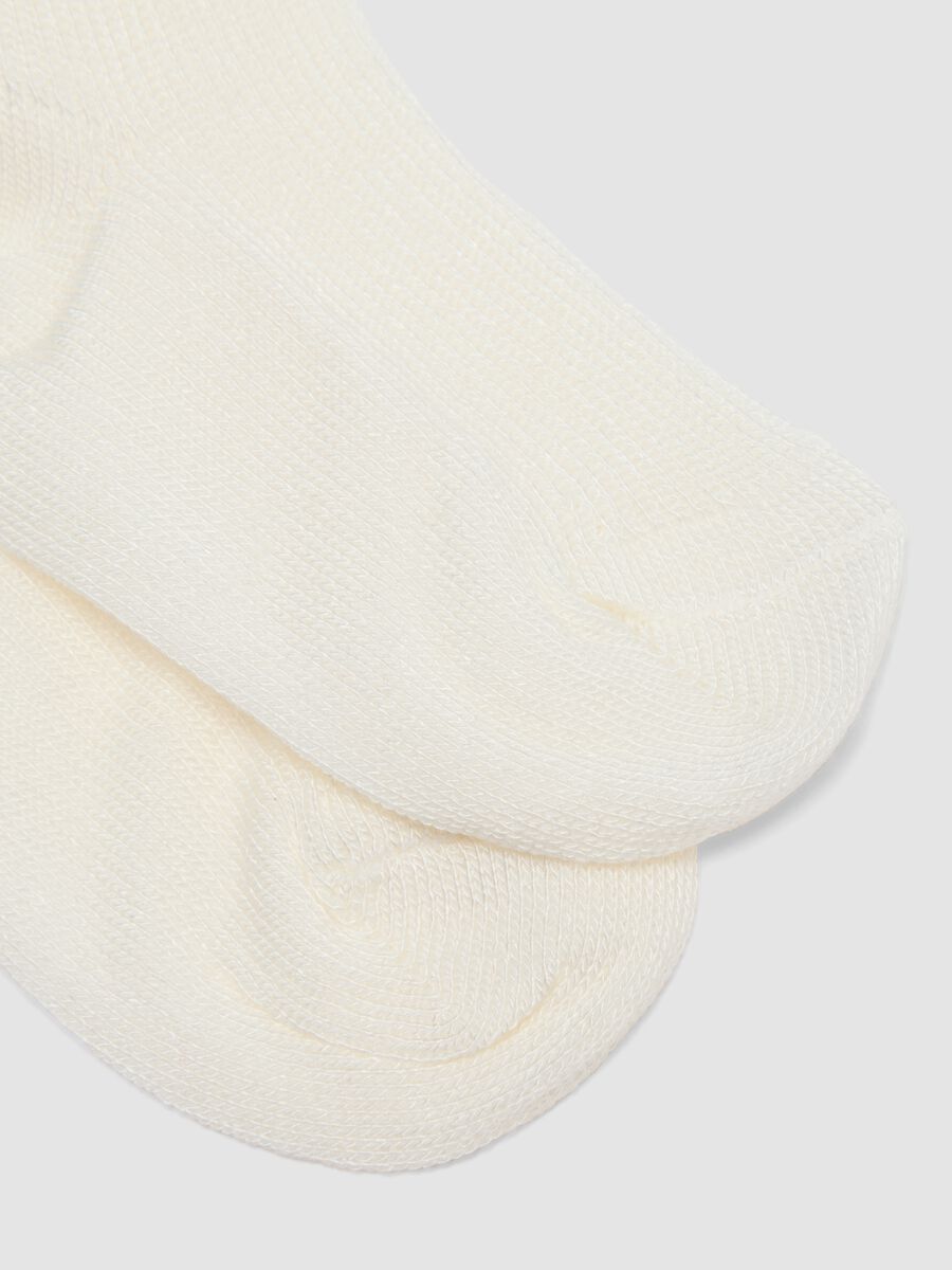 2-pack of pink and white short baby girl socks with frill trim_2