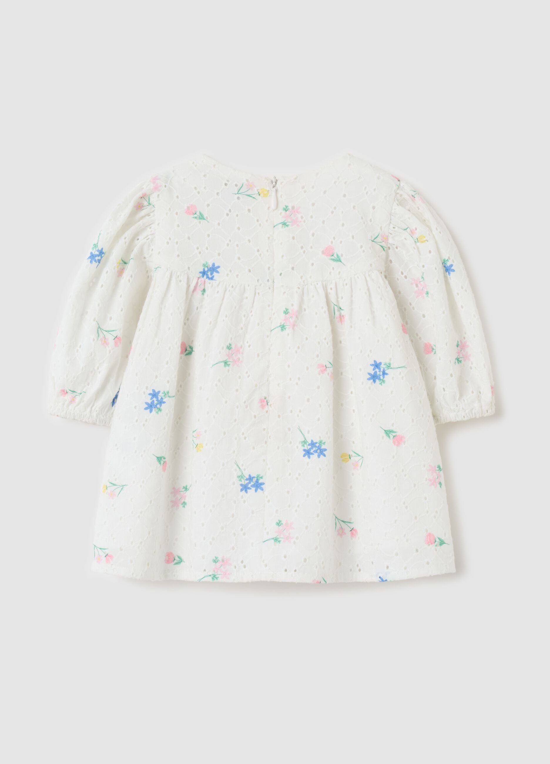 Broderie anglaise dress with embroidered flowers