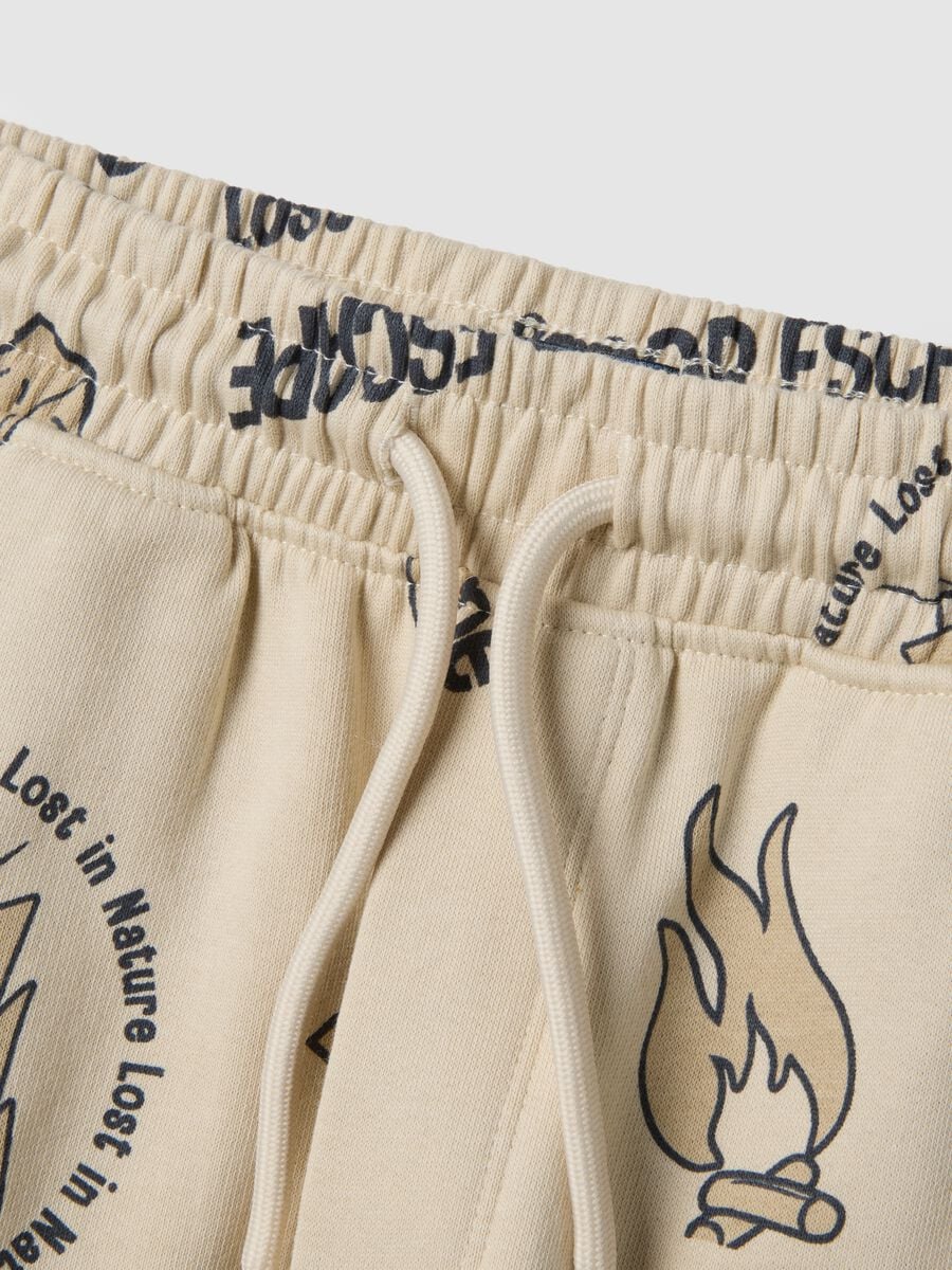 Children's pure cotton beige trousers, regular fit with print_3