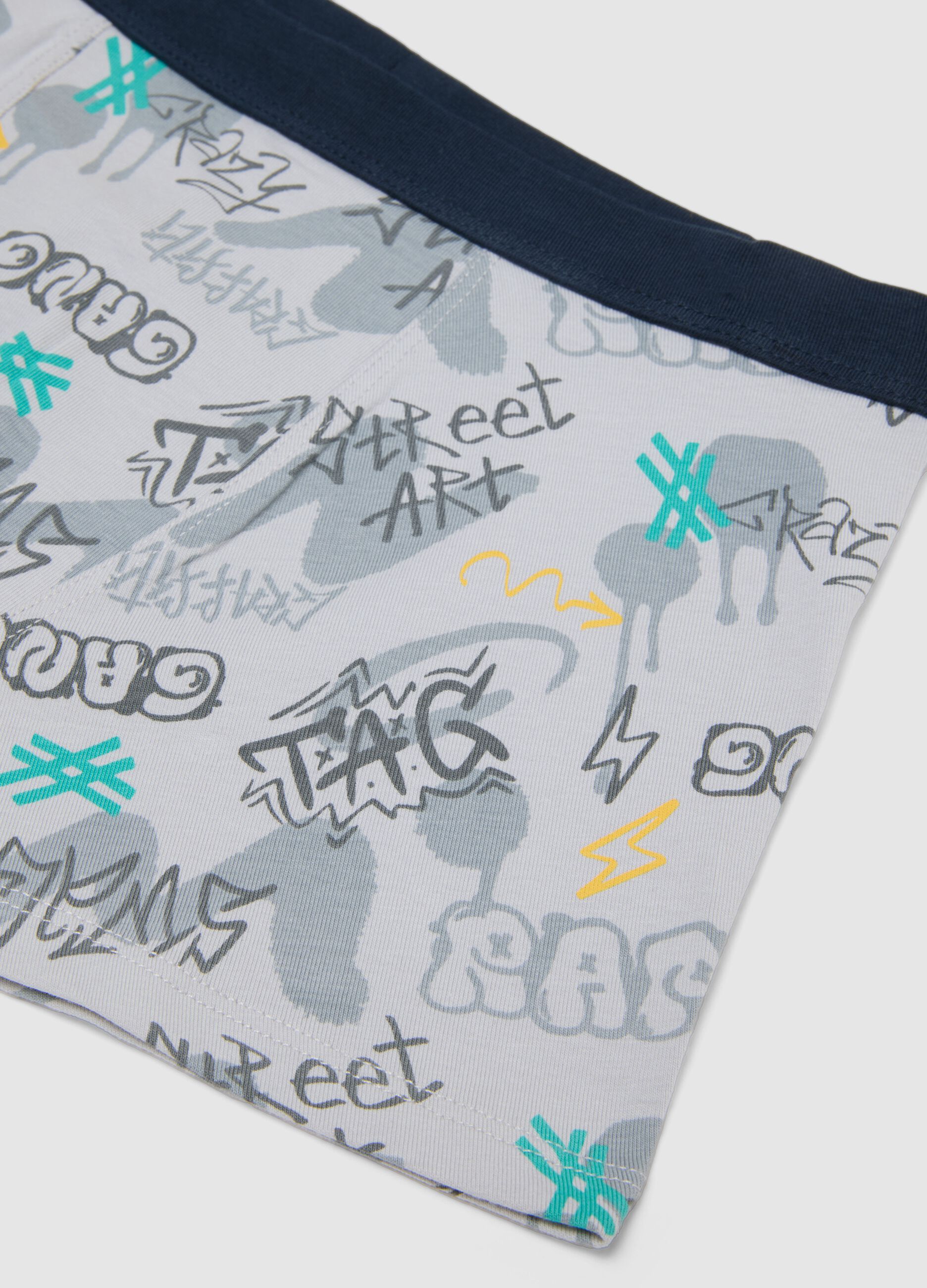 Boys' multicolour elastic cotton boxers with street prints