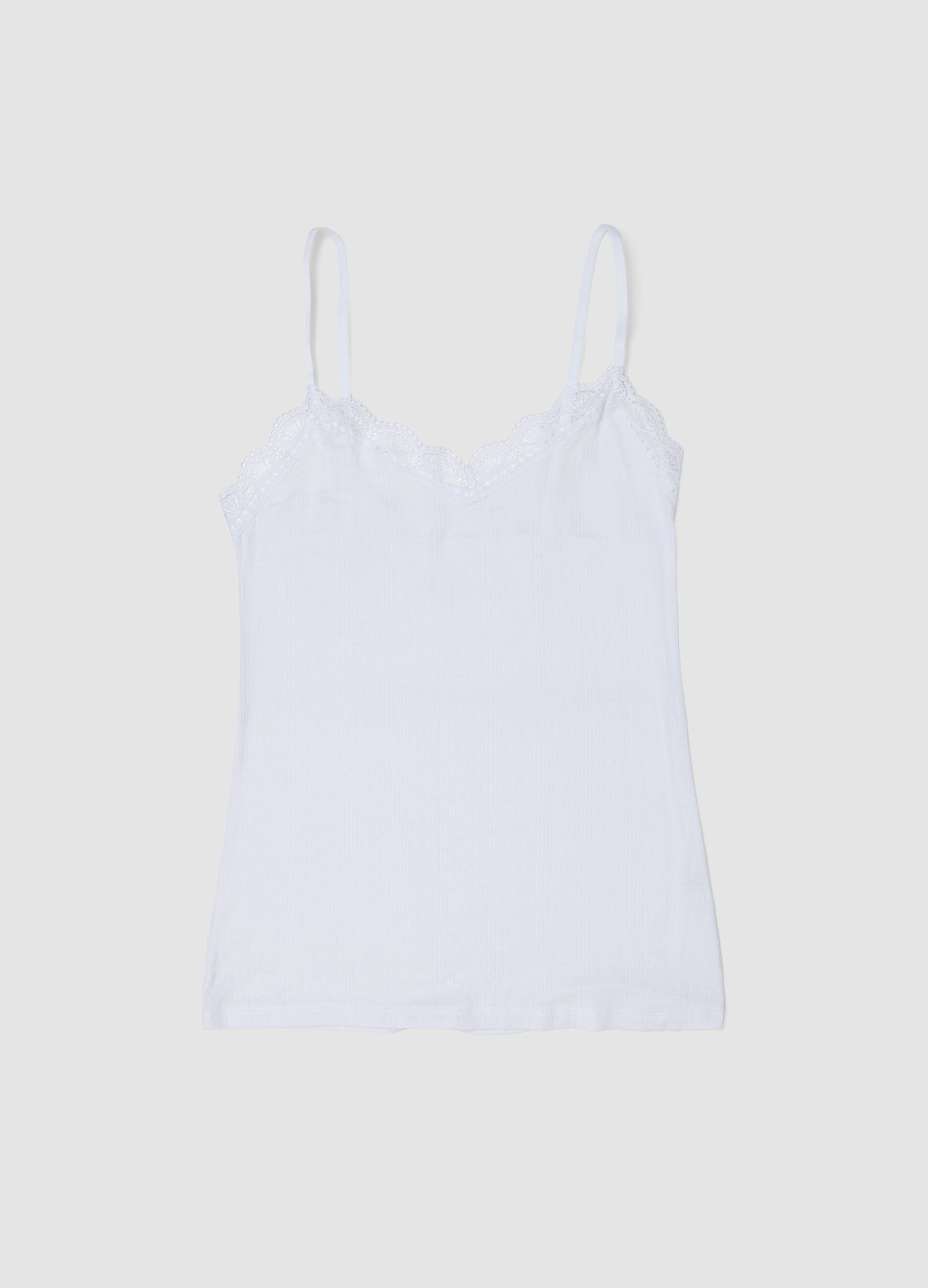 White stretch modal vest regular fit with lace