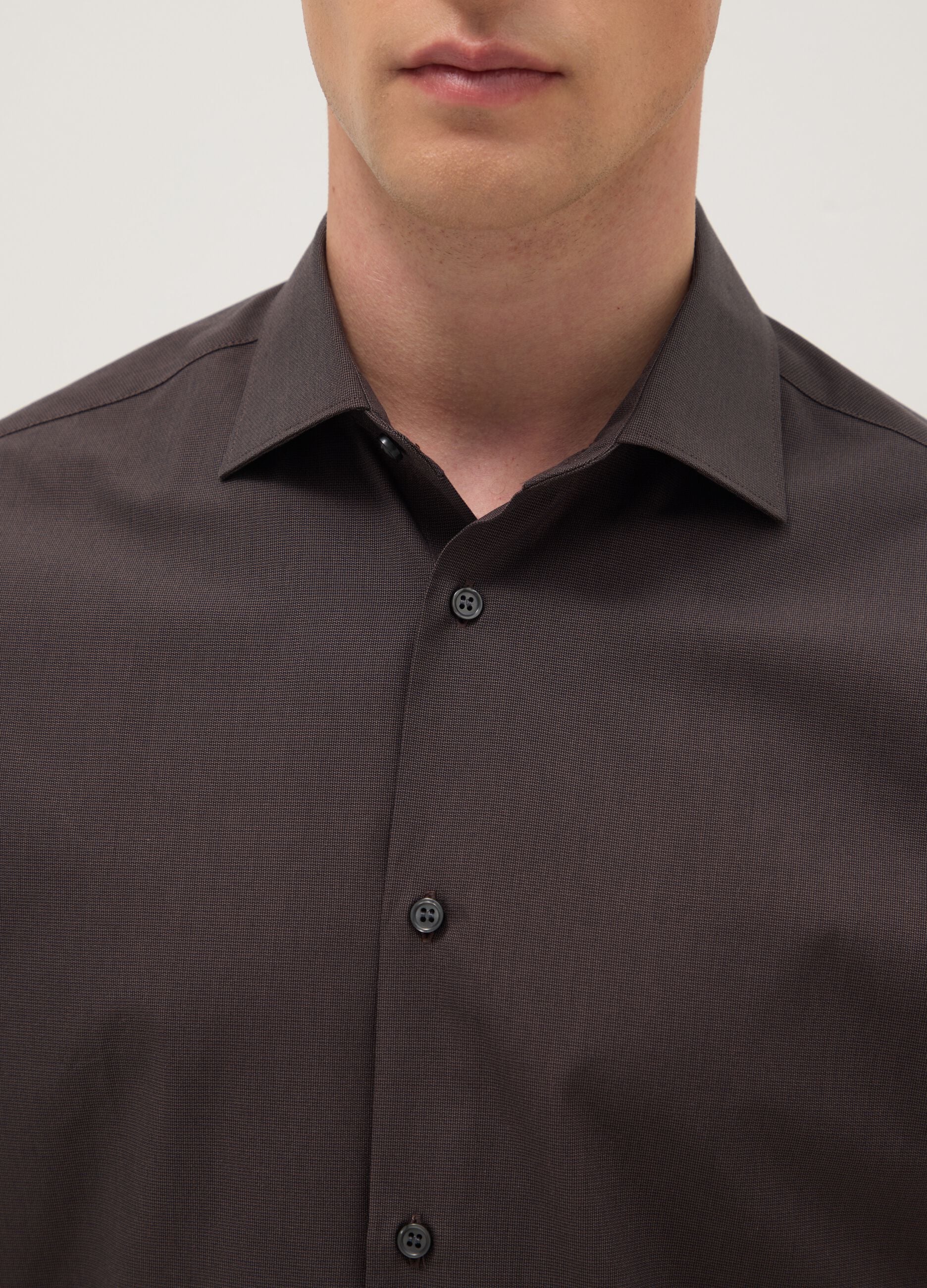 Brown pure cotton regular fit easy iron shirt