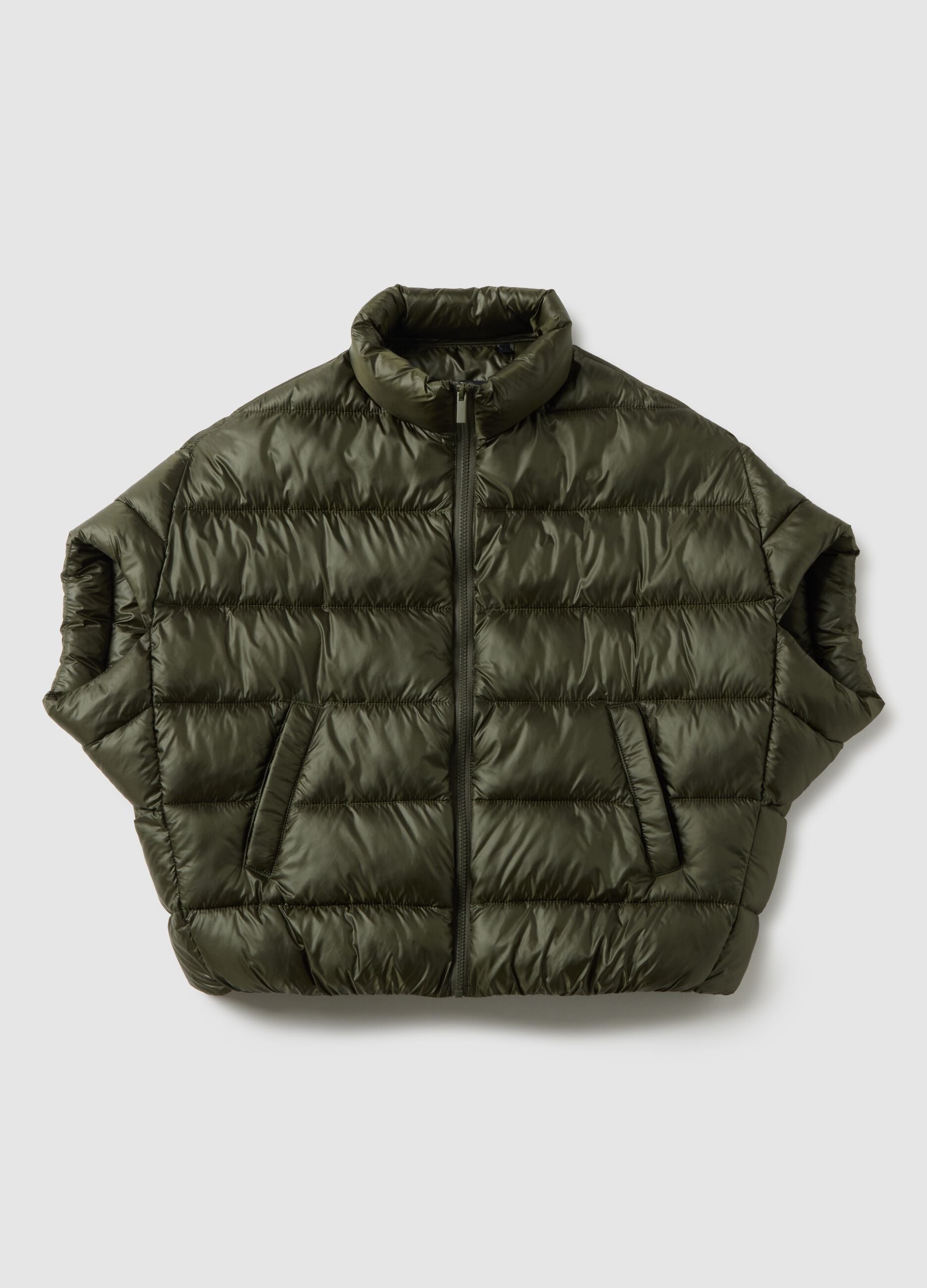 Green padded jacket regular fit