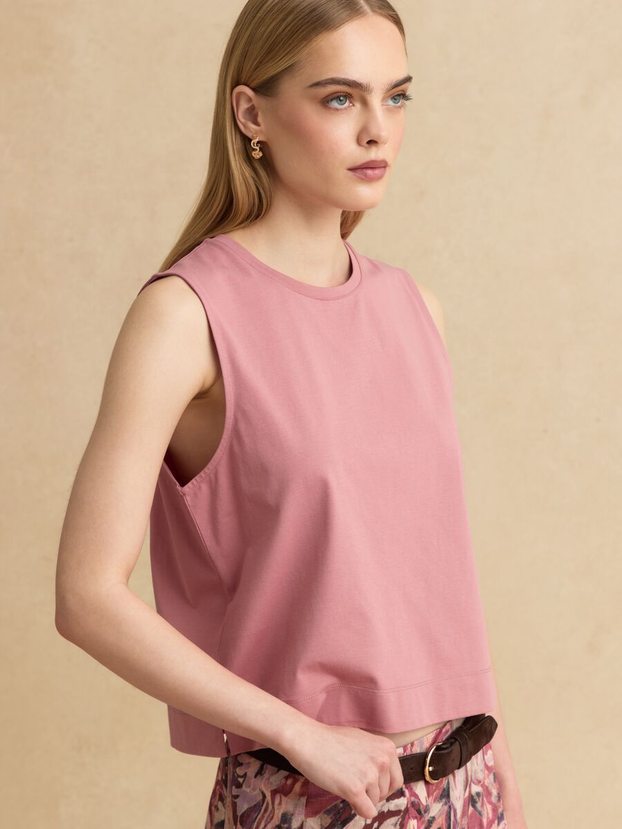 Tank top rosa in misto cotone regular fit_1