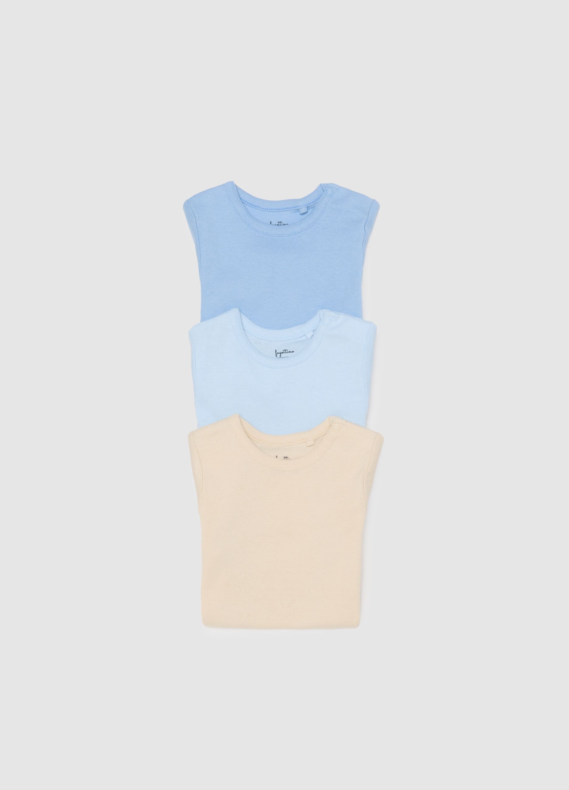 Multicoloured baby bodysuit tripack in pure cotton