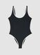 Black stretch one-piece swimsuit with white trim_5