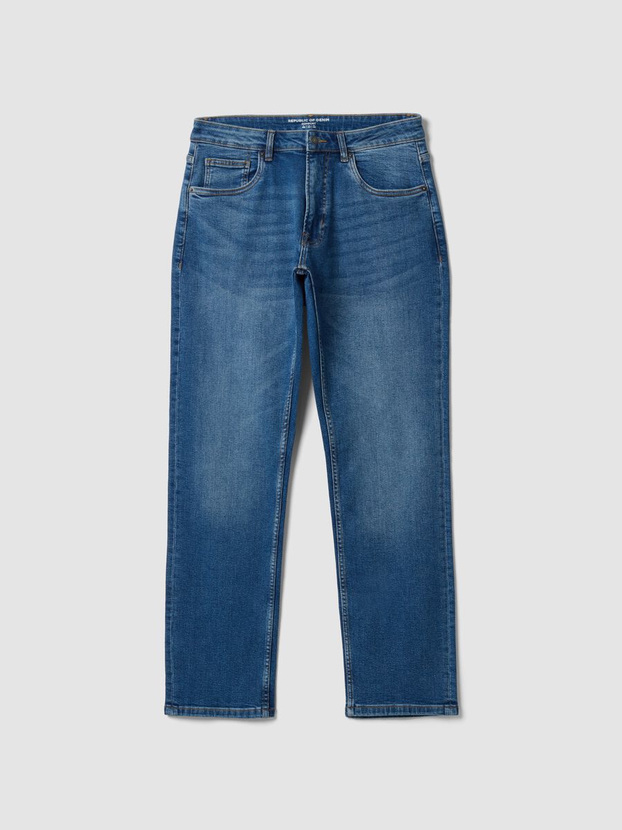 Blue stretch-cotton comfort-fit jeans_0