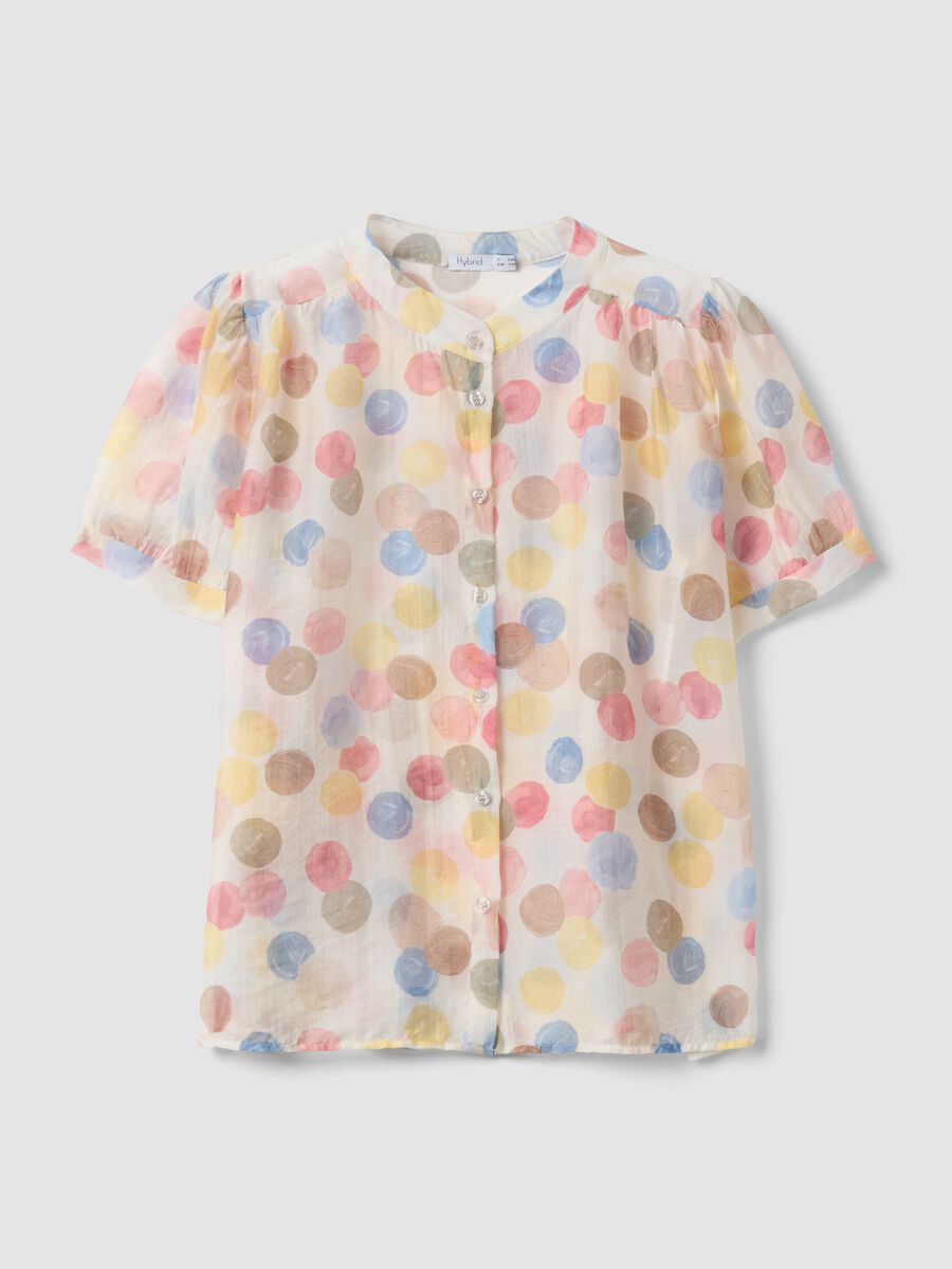 Multicolour lyocell-blend blouse with short sleeves_4