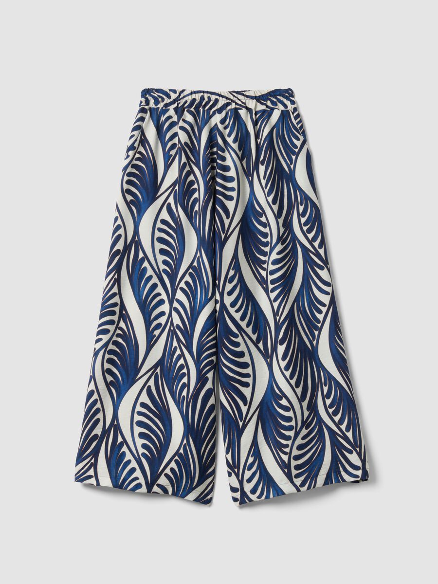 Blue viscose-blend palazzo trousers_4