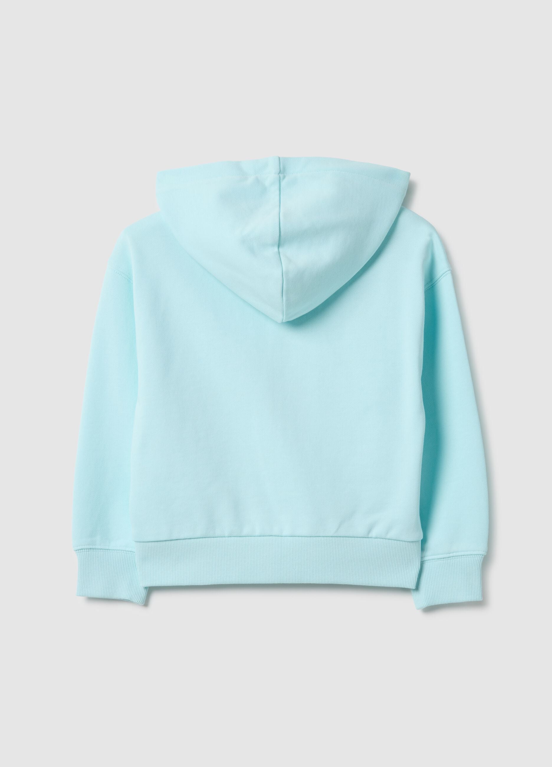 Girls' blue hoodie with zip made from pure cotton, regular fit