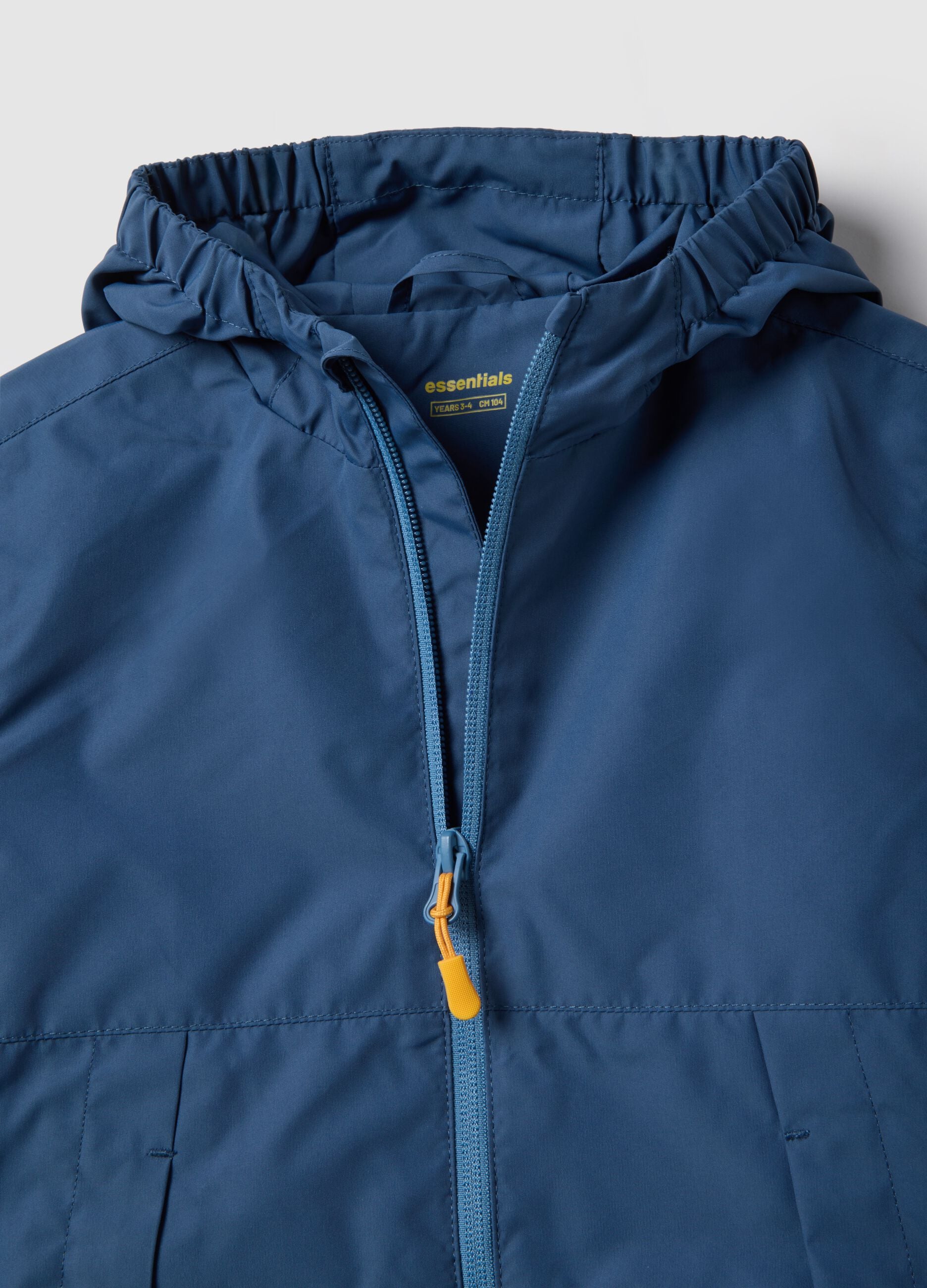 Regular fit blue lightweight children's jacket with full zip and hood