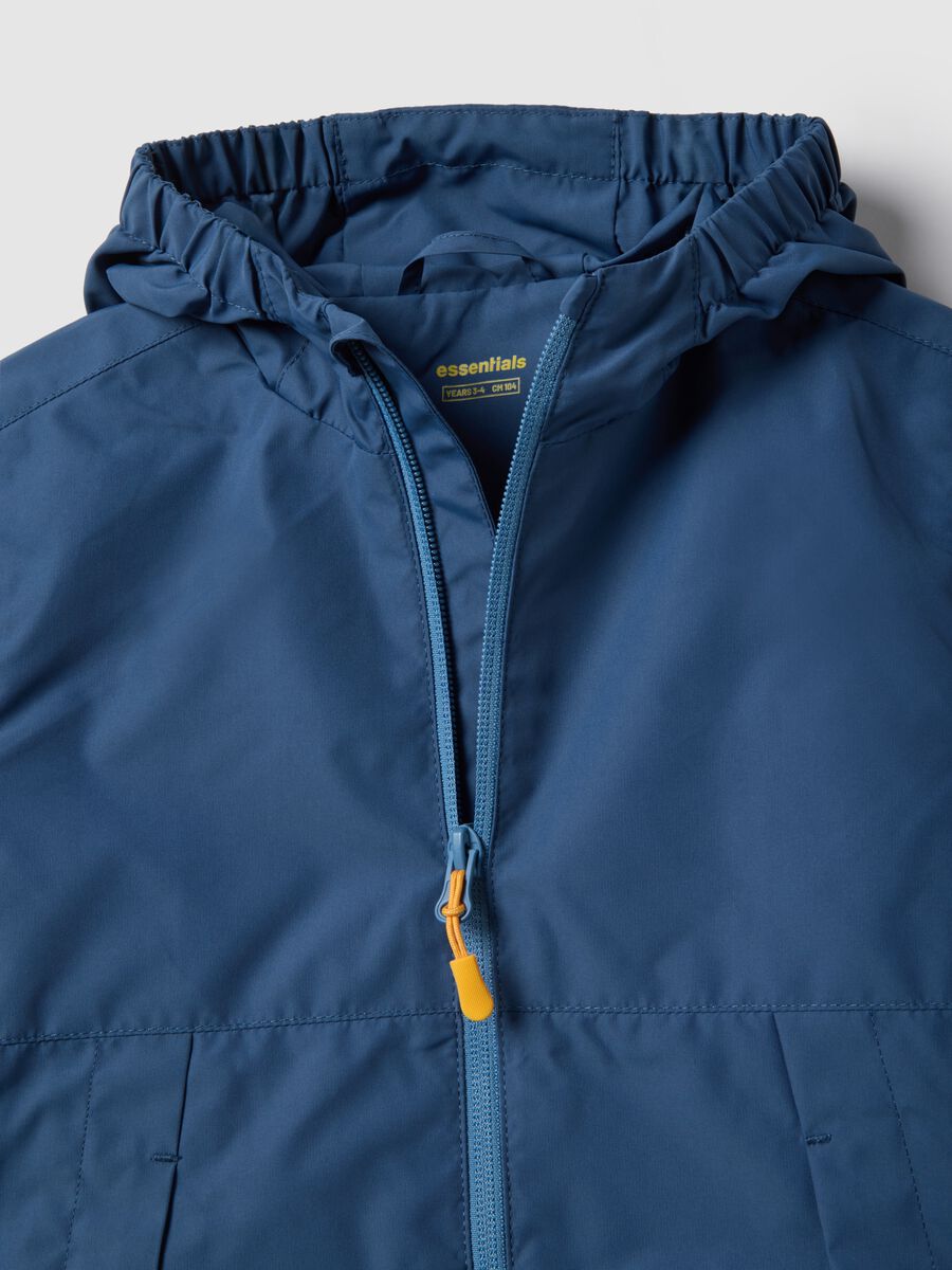 Regular fit blue lightweight children's jacket with full zip and hood_2