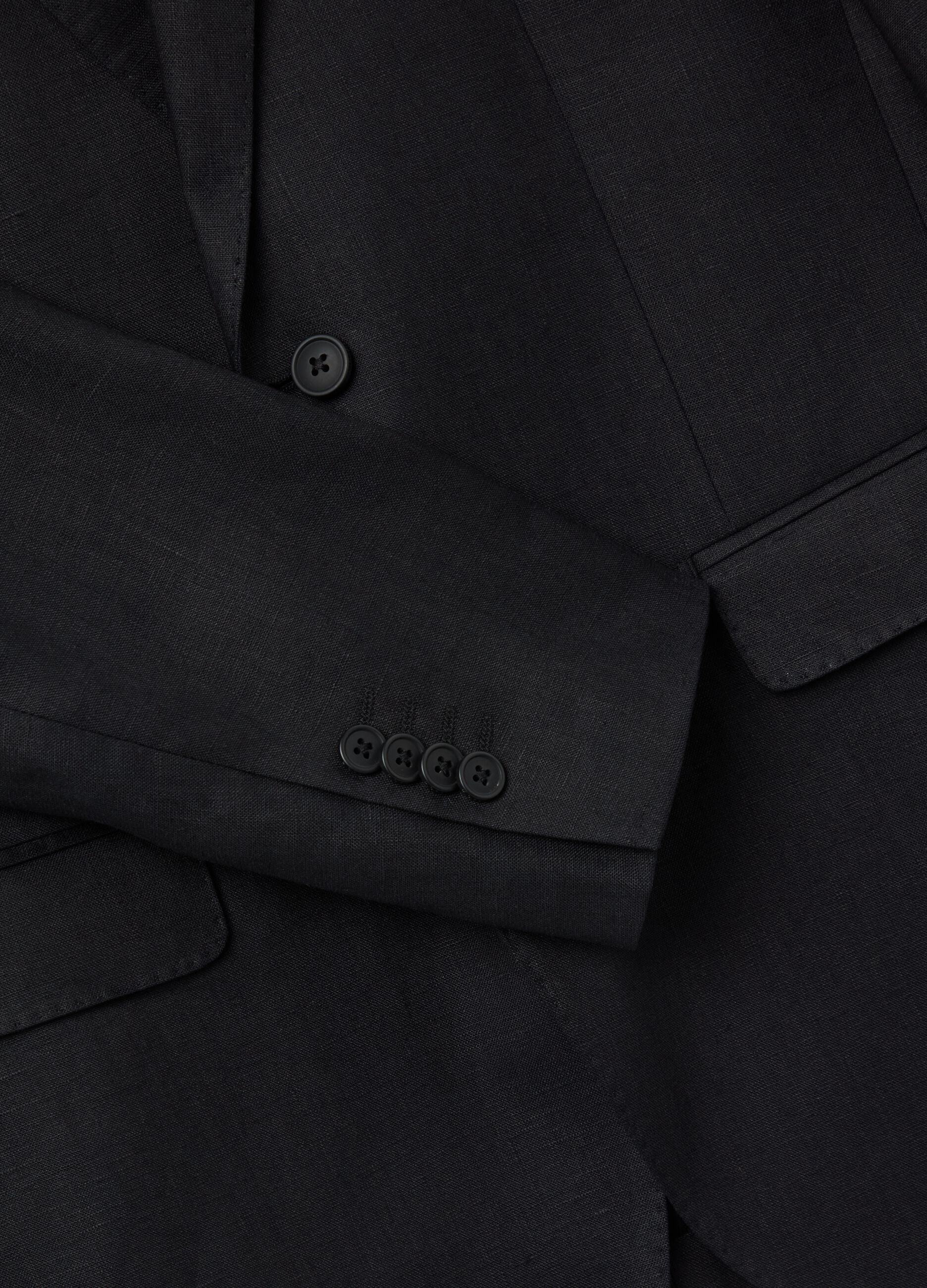 Contemporary regular-fit single-breasted blazer in linen