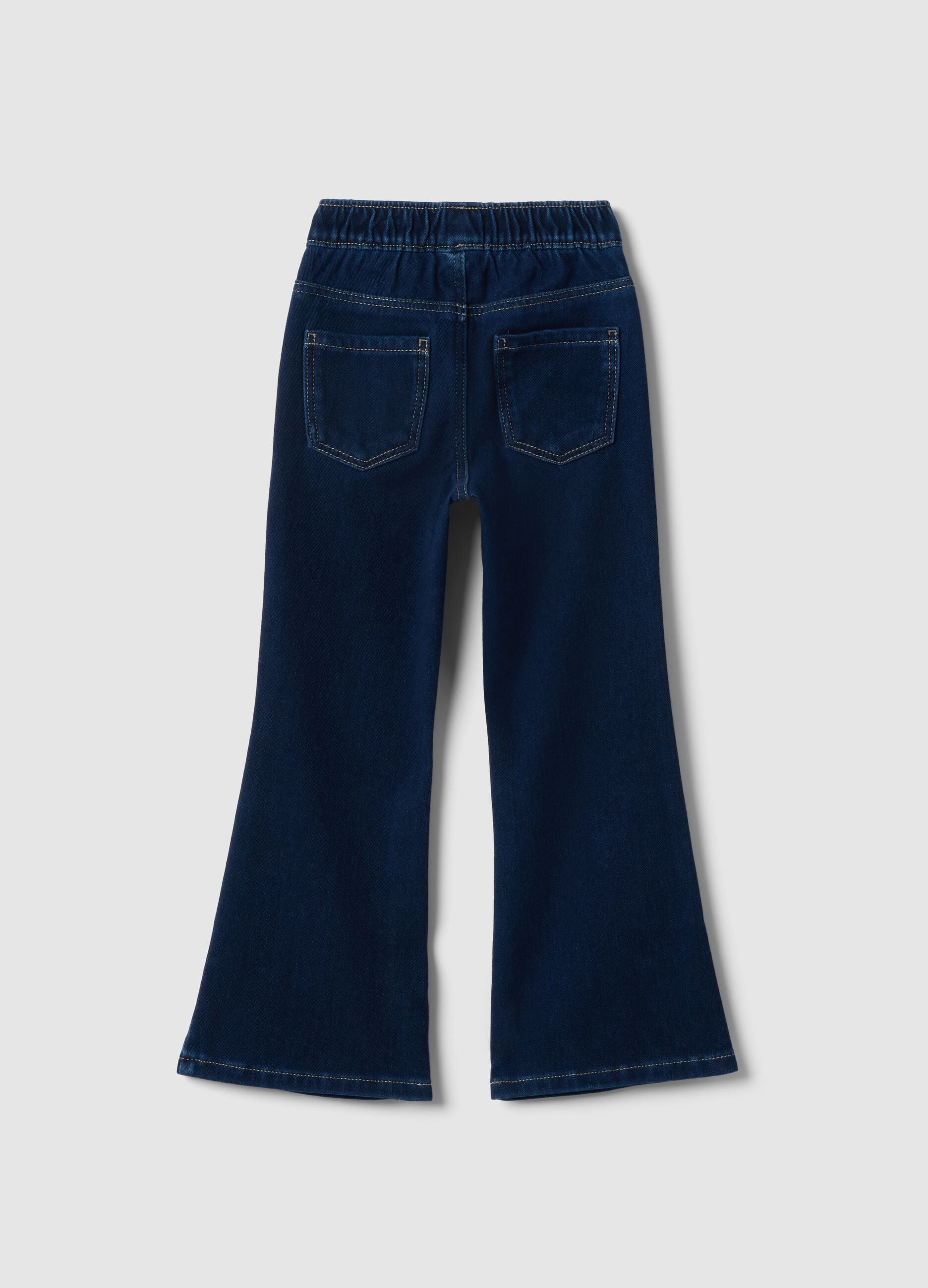Girls' blue stretch cotton flare fit jeggings