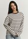 White pure cotton regular-fit T-shirt with brown stripes_0