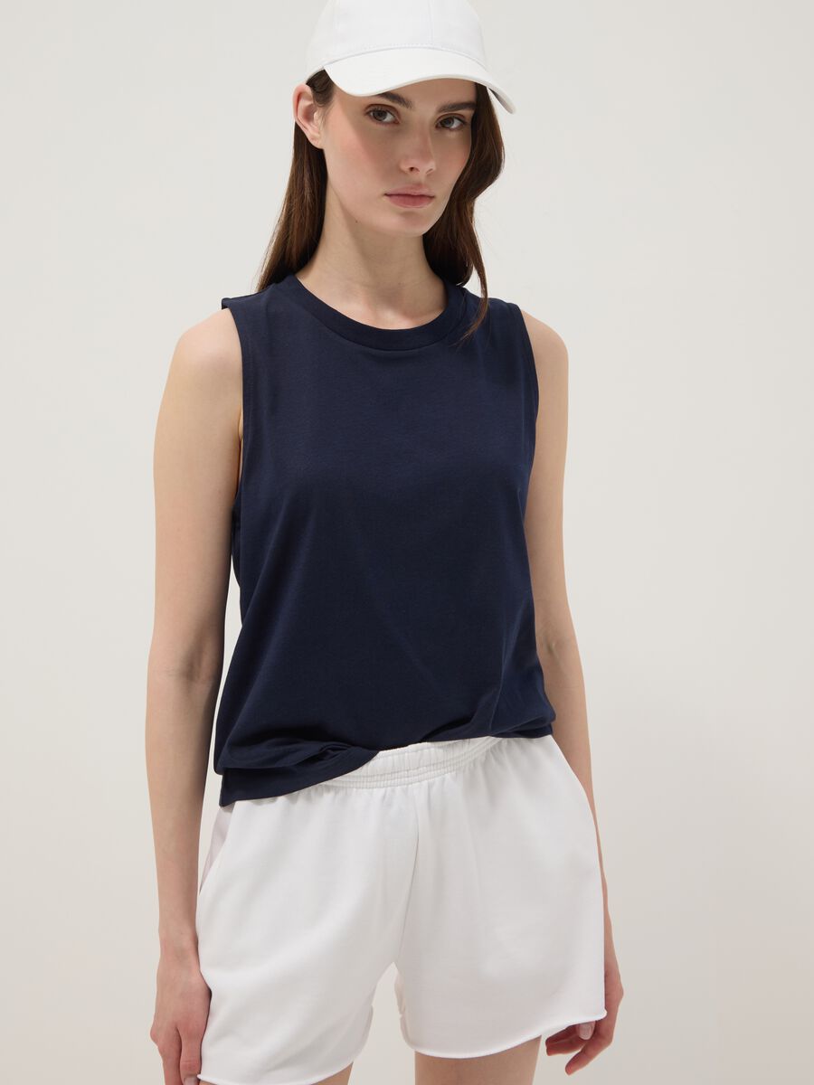 Blue pure cotton tank top_0
