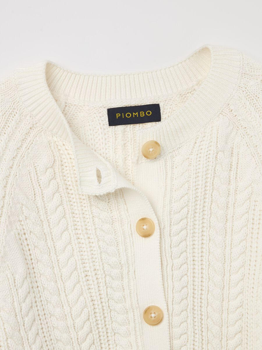 Cardigan in cotone con lavorazione a trecce_5