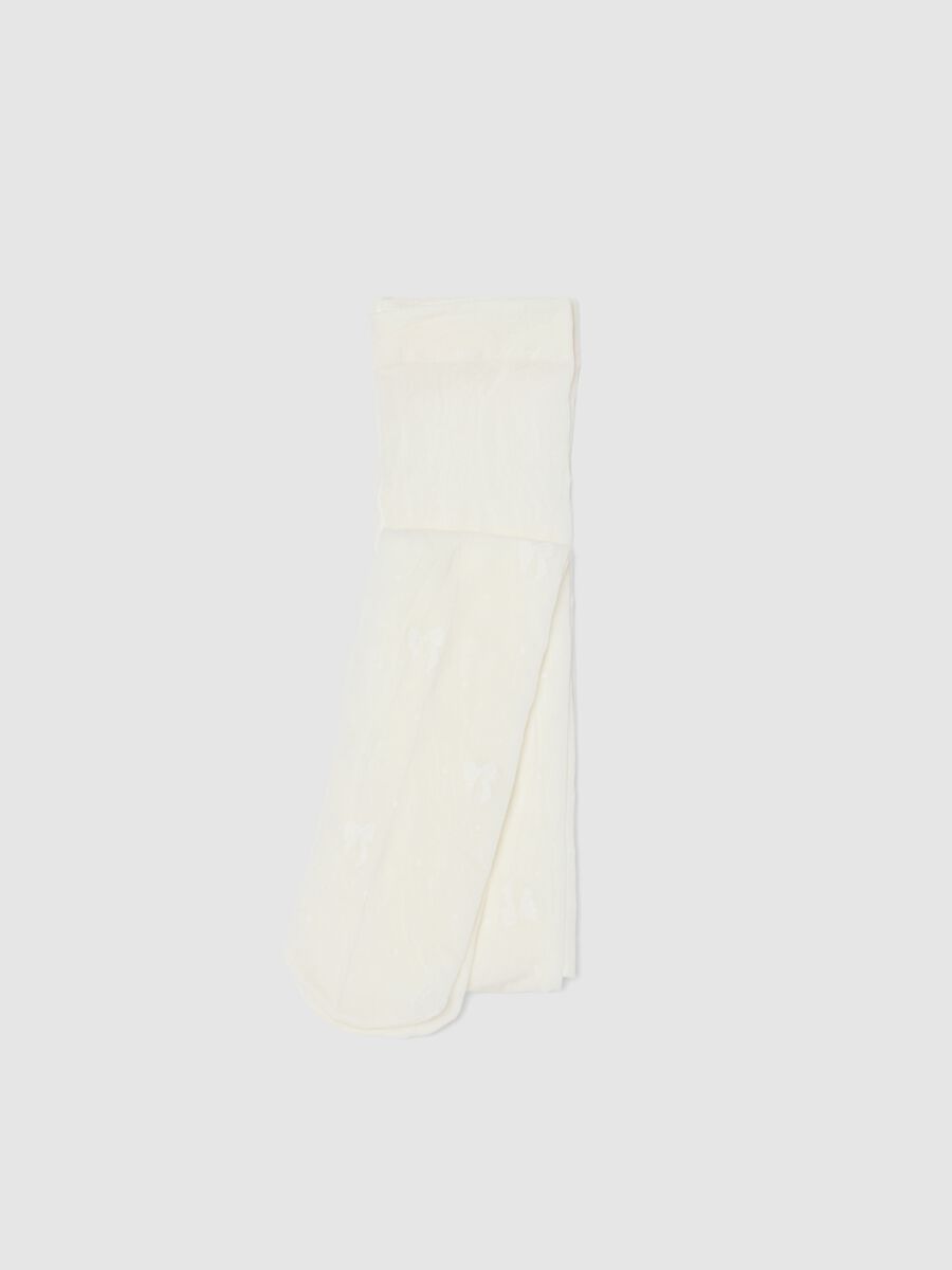 Girls' White Tights with Mesh Texture_0
