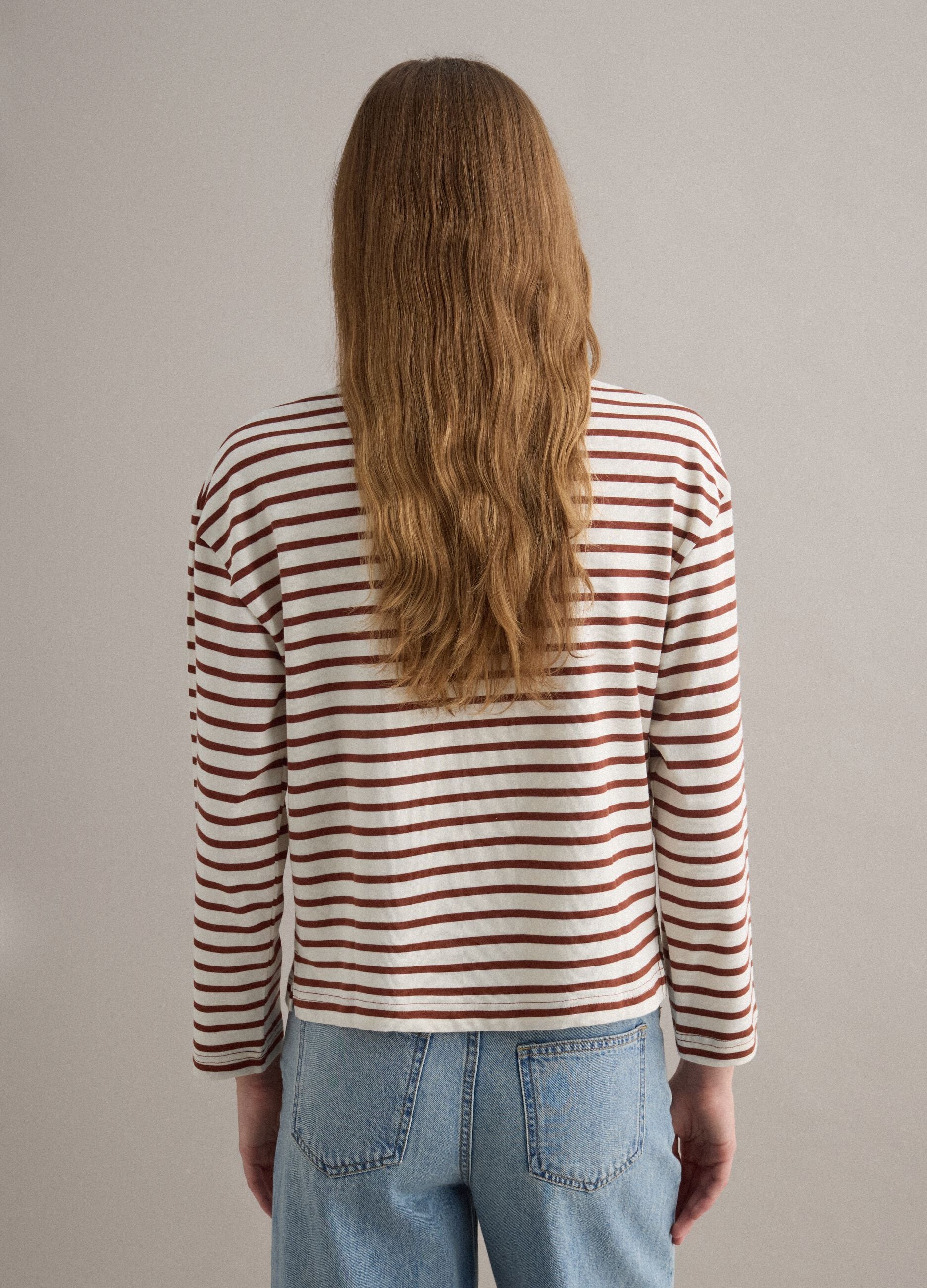 Multicolour Striped Pure Cotton Relaxed Fit Jumper with Heart