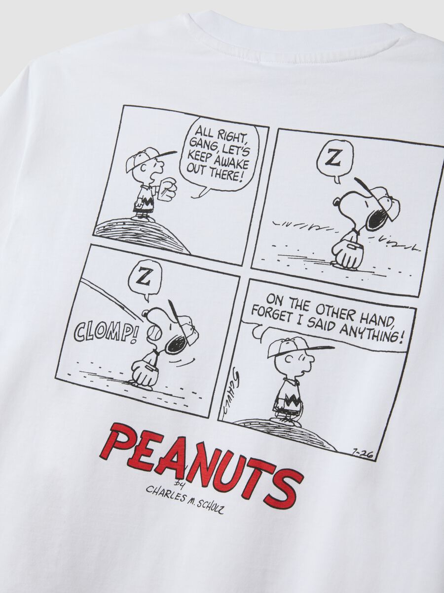 White pure cotton Peanuts print T-shirt, relaxed fit_6