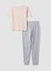 Pigiama rosa in puro cotone organico con pantaloni grigi regular fit_6