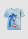 Blue pure cotton children's t-shirt regular fit with Sonic_0