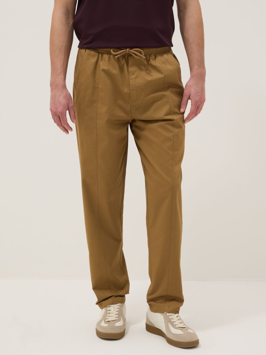 Slim fit brown cotton chinos_1